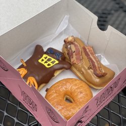 Voodoo Doughnut - Voodoo Doll, Raised Glazed, Bacon Maple Bar