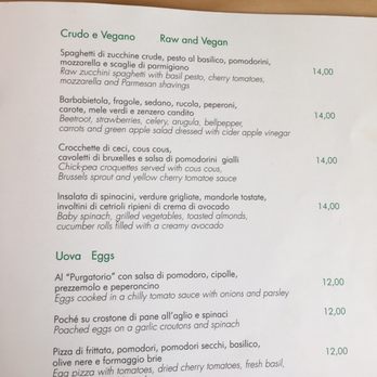 Casa e Bottega - Page from menu. June 2017 - Gluten-Free Near Me - Positano, SA