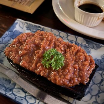 Sagami - Nasu shigiyaki - pan fried eggplant with chicken miso paste - Japanese Near Me - Collingswood, New Jersey Sagami - Nasu shigiyaki - pan fried eggplant with chicken miso paste - Japanese Near Me - Collingswood, New Jersey