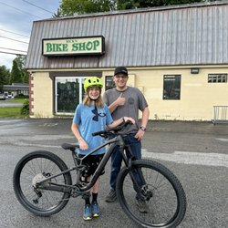 Rick's Bike Shop - Dillon with his new bike in front of Rick's Bike Shop.