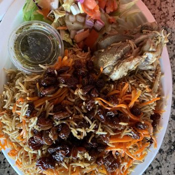 Baba Kabob - Qabuli Pilau with lamb shank $14 - Mediterranean Near Me - San Diego, California Baba Kabob - Qabuli Pilau with lamb shank $14 - Mediterranean Near Me - San Diego, California