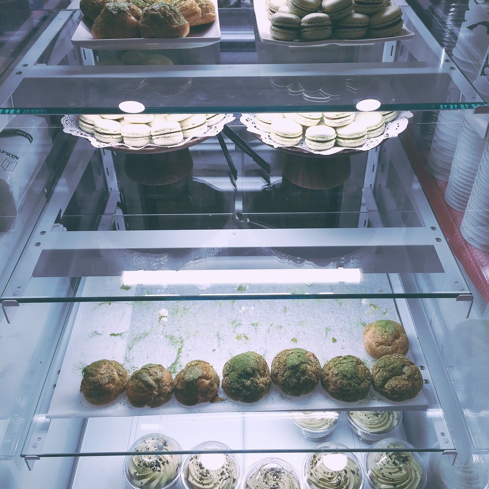 Tsujiri - Display case has cream puffs, matcha macarons and others - Tea Rooms Near Me - Toronto, Ontario Tsujiri - Display case has cream puffs, matcha macarons and others - Tea Rooms Near Me - Toronto, Ontario