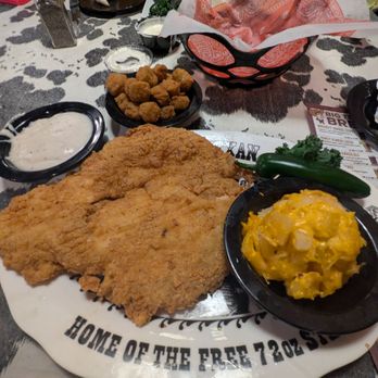 The Big Texan Steak Ranch - Chicken fried chicken and cold cheesy potatoes - Steakhouses Near Me - Amarillo, Texas The Big Texan Steak Ranch - Chicken fried chicken and cold cheesy potatoes - Steakhouses Near Me - Amarillo, Texas
