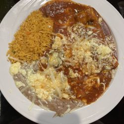 Fiesta Azteca - #17 combo plate - burrito and enchilada with side of rice and beans. (Presentation is just okay but it does taste delicious!)