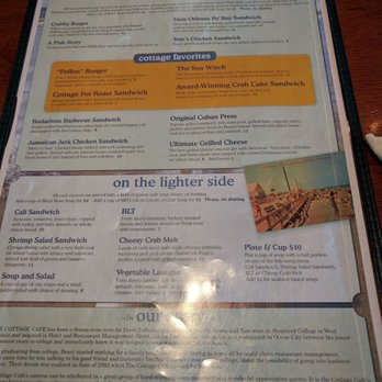Cottage Cafe - Lunch menu - August 2017 - American Near Me - Bethany Beach, Delaware
