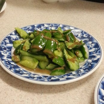 Kam Hong Garden - cold cucumber appetizer (comes with peanut sauce now) - Chinese Near Me - Monterey Park, California