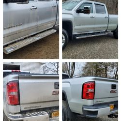 Before and after of a 2019 3500 Denali. Paint correction and Ceramic Pro gold package