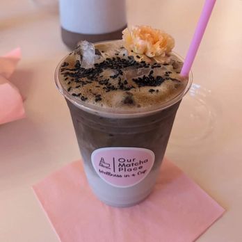 Our Matcha Place - Black sesame hojicha latte - Coffee & Tea Near Me - Temecula, California Our Matcha Place - Black sesame hojicha latte - Coffee & Tea Near Me - Temecula, California