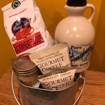 Sticky Rock Sugar - Gift Baskets available (32oz Syrup, maple cream or sugar, local Buckwheat pancake mix, Howe's coffee) - Specialty Food Near Me - Slippery Rock, Pennsylvania Sticky Rock Sugar - Gift Baskets available (32oz Syrup, maple cream or sugar, local Buckwheat pancake mix, Howe's coffee) - Specialty Food Near Me - Slippery Rock, Pennsylvania