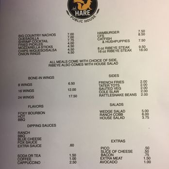 The Fox & Hare Public House - Lunch & Dinner Menu - Bars Near Me - Crowell, Texas The Fox & Hare Public House - Lunch & Dinner Menu - Bars Near Me - Crowell, Texas