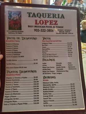 Menu photo 4 Taqueria lopez Buffalo, TX Menu photo 4 Taqueria lopez Buffalo, TX