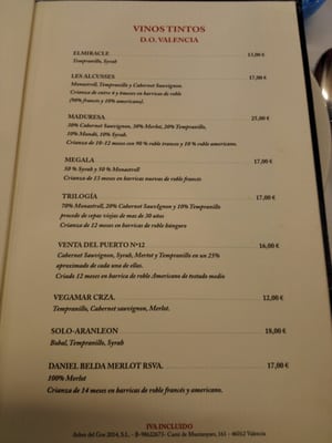 Menu photo 2 Alqueria de la Mar Valencia, V