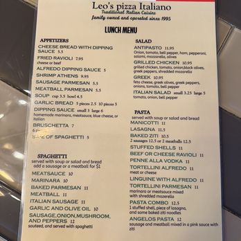 Pizza Italiano - the menu of the restaurant - Pizza Near Me - Jacksonville, Florida