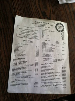 Menu photo 2 Snack Shack Harrod, OH