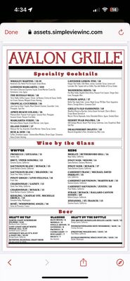 Menu photo 8 Avalon Grille Avalon, CA