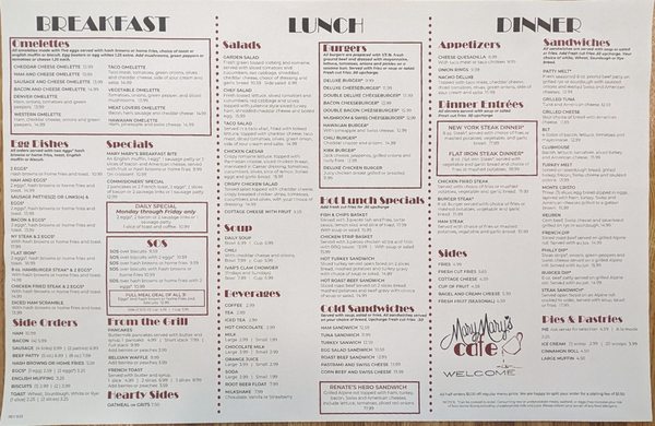 Menu photo 4 Mary Mary's Cafe Spanaway, WA
