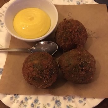 Ask For Luigi - Squid balls and saffron aioli. - Italian Near Me - Vancouver, British Columbia Ask For Luigi - Squid balls and saffron aioli. - Italian Near Me - Vancouver, British Columbia