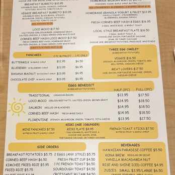 Rise and Shine Cafe - 5.11.2025 Breakfast Menu - Breakfast & Brunch Near Me - Mililani, Hawaii