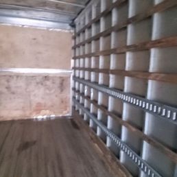 These pictures show the space they estimated for all that we gave on the inventory list. One shows the size across and the other the length