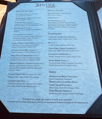 Menu photo 7 Vintage Tavern Port Huron, MI