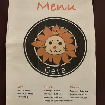 Geta - Menu - Japanese Near Me - Oakland, California Geta - Menu - Japanese Near Me - Oakland, California