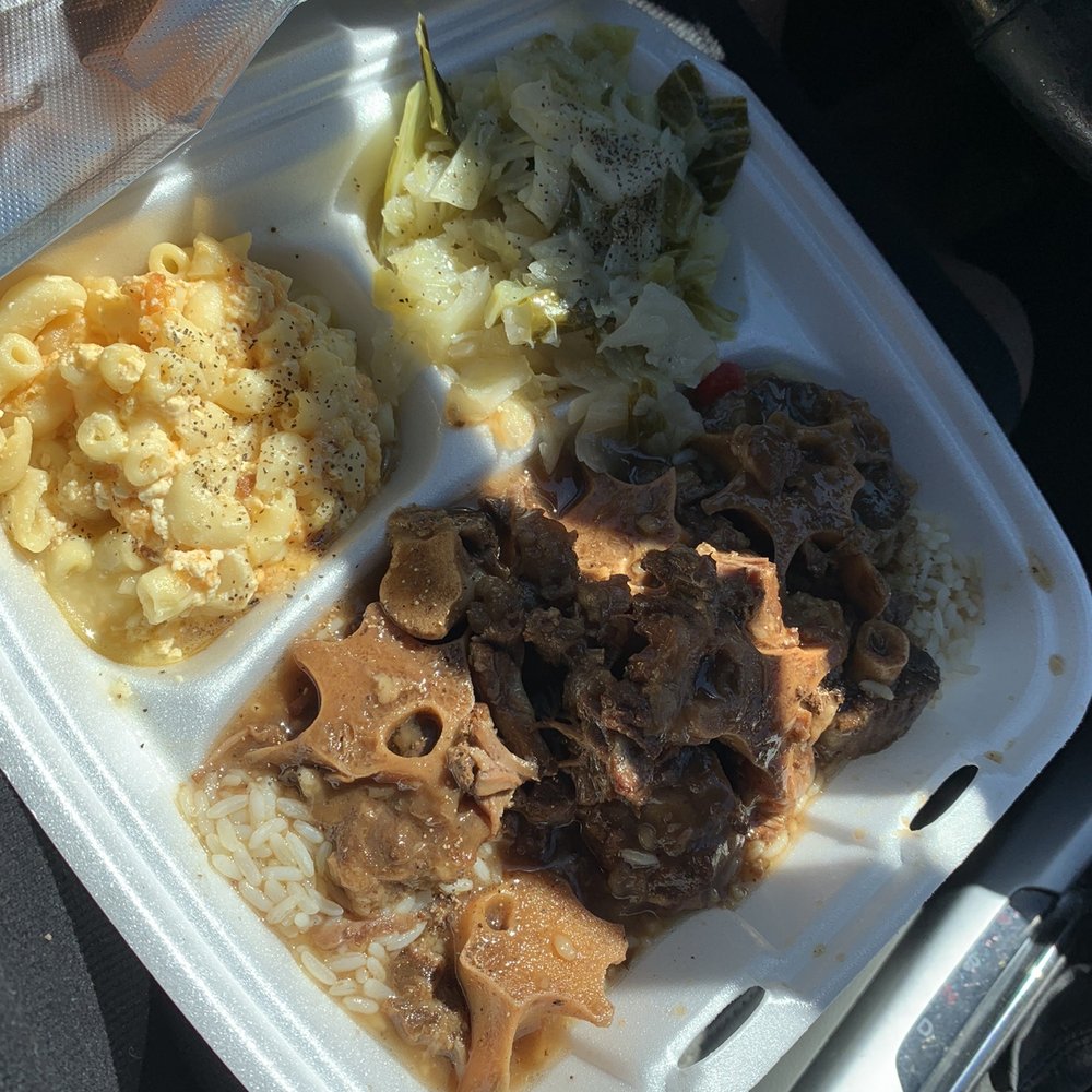 The Beautiful Restaurant - Oxtails over rice, Mac and cheese and cabbage - Soul Food Near Me - Atlanta, Georgia The Beautiful Restaurant - Oxtails over rice, Mac and cheese and cabbage - Soul Food Near Me - Atlanta, Georgia