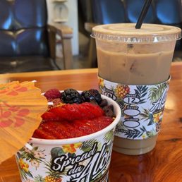 Berry Bowl and Iced Caramel Macchiato