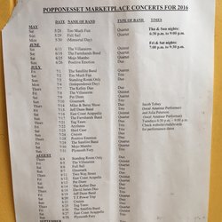 Poppy Mini Golf - 8/2016 concert schedule