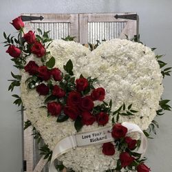 Cynthia's Flower Connection - 36" full carnation heart wreath