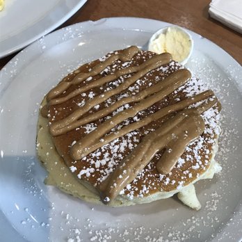 Brownstone Pancake Factory - Peanut butter bacon pancakes. My boyfriend enjoyed this! - Breakfast & Brunch Near Me - Edgewater, New Jersey