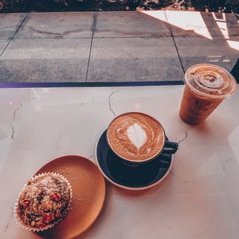 Klatch Coffee - Vanilla latte & pumpkin muffin - Coffee & Tea Near Me - Chino Hills, California Klatch Coffee - Vanilla latte & pumpkin muffin - Coffee & Tea Near Me - Chino Hills, California
