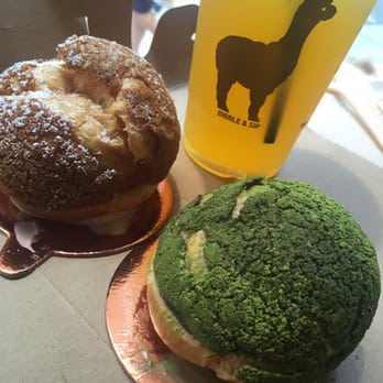Bibble & Sip - Earl grey and matcha cream puff with passion fruit iced tea - Coffee & Tea Near Me - New York, New York