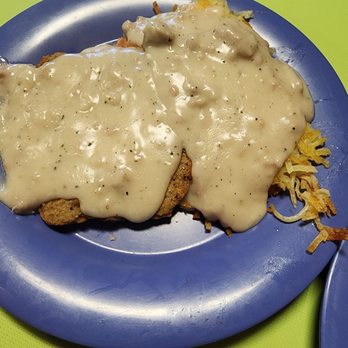 Legends Cafe - CFS and hash browns smothered in gravy - Cafes Near Me - Council Bluffs, Iowa