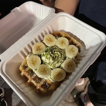Little Gem Belgian Waffles - 03. Golden Bear (substitute regular cream with matcha cream) - Desserts Near Me - Berkeley, California Little Gem Belgian Waffles - 03. Golden Bear (substitute regular cream with matcha cream) - Desserts Near Me - Berkeley, California
