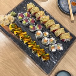 Hawaii (front), Black Pepper Tuna Avocado (middle left), Philly (middle right), Ninja (back)