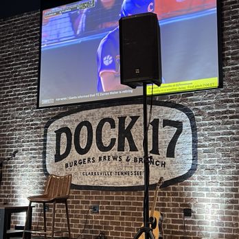 Dock 17 - Stage for live music or big screen to watch college ball game - Breakfast & Brunch Near Me - Clarksville, Tennessee Dock 17 - Stage for live music or big screen to watch college ball game - Breakfast & Brunch Near Me - Clarksville, Tennessee
