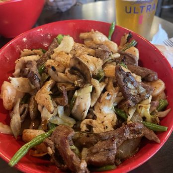 Yummy Bowl - Beef, chicken and shrimp with brown rice, mushrooms, cabbage, onion, and green beans with teriyaki and garlic sauces. Yummy Bowl indeed! - Mongolian Near Me - Indianapolis, Indiana Yummy Bowl - Beef, chicken and shrimp with brown rice, mushrooms, cabbage, onion, and green beans with teriyaki and garlic sauces. Yummy Bowl indeed! - Mongolian Near Me - Indianapolis, Indiana