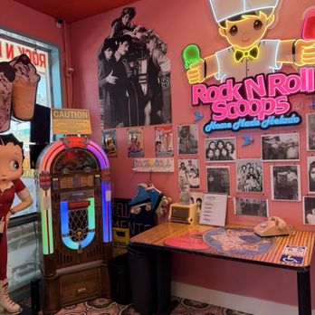 Rock N Roll Scoops - roller skates and jukebox that works!! Plays cute 80s 90s love songs so nostalgic also I love me some Betty boop - Ice Cream & Frozen Yogurt Near Me - Vista, California Rock N Roll Scoops - roller skates and jukebox that works!! Plays cute 80s 90s love songs so nostalgic also I love me some Betty boop - Ice Cream & Frozen Yogurt Near Me - Vista, California