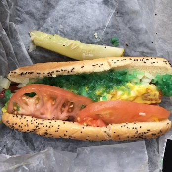 The Hat Chicago - Charbroiled Chicago style hotdog... Taste bursting with flavor! - Burgers Near Me - Chicago, Illinois