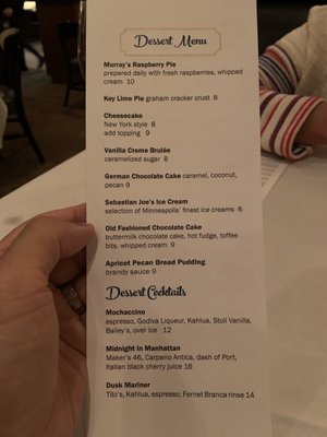 Menu photo 8 Murray's Minneapolis, MN