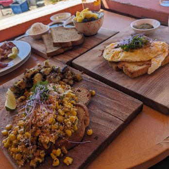 Curious Toast - Calabacitas toast, red chile and egg toast, pineapple toast, all gluten free - Cafes Near Me - Albuquerque, New Mexico