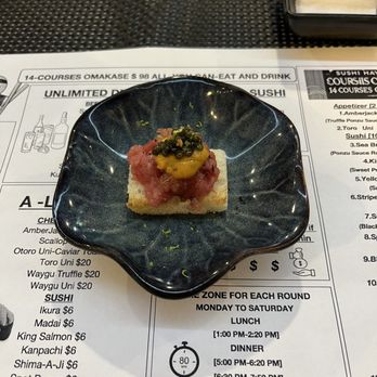 Sushi Hayashi - Toast, tuna, uni caviar - Japanese Near Me - New York, New York Sushi Hayashi - Toast, tuna, uni caviar - Japanese Near Me - New York, New York