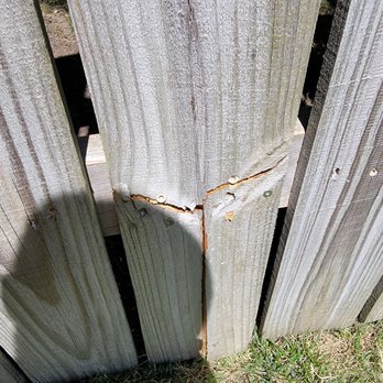 Ace Roofing Company - Damage to fence haphazardly screwed together - we were not notified of this - Roofing Near Me - Austin, Texas