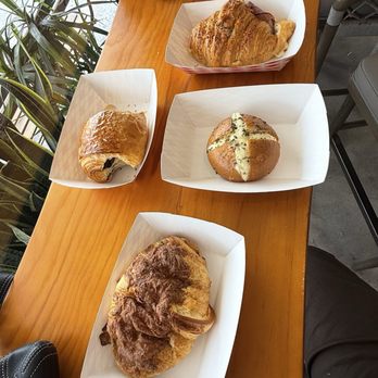 The Buttery - Ham & Cheese Croissant, chocolate croissant, garlic bread, & spinach artichoke croissant - Bakeries Near Me - Fountain Valley, California