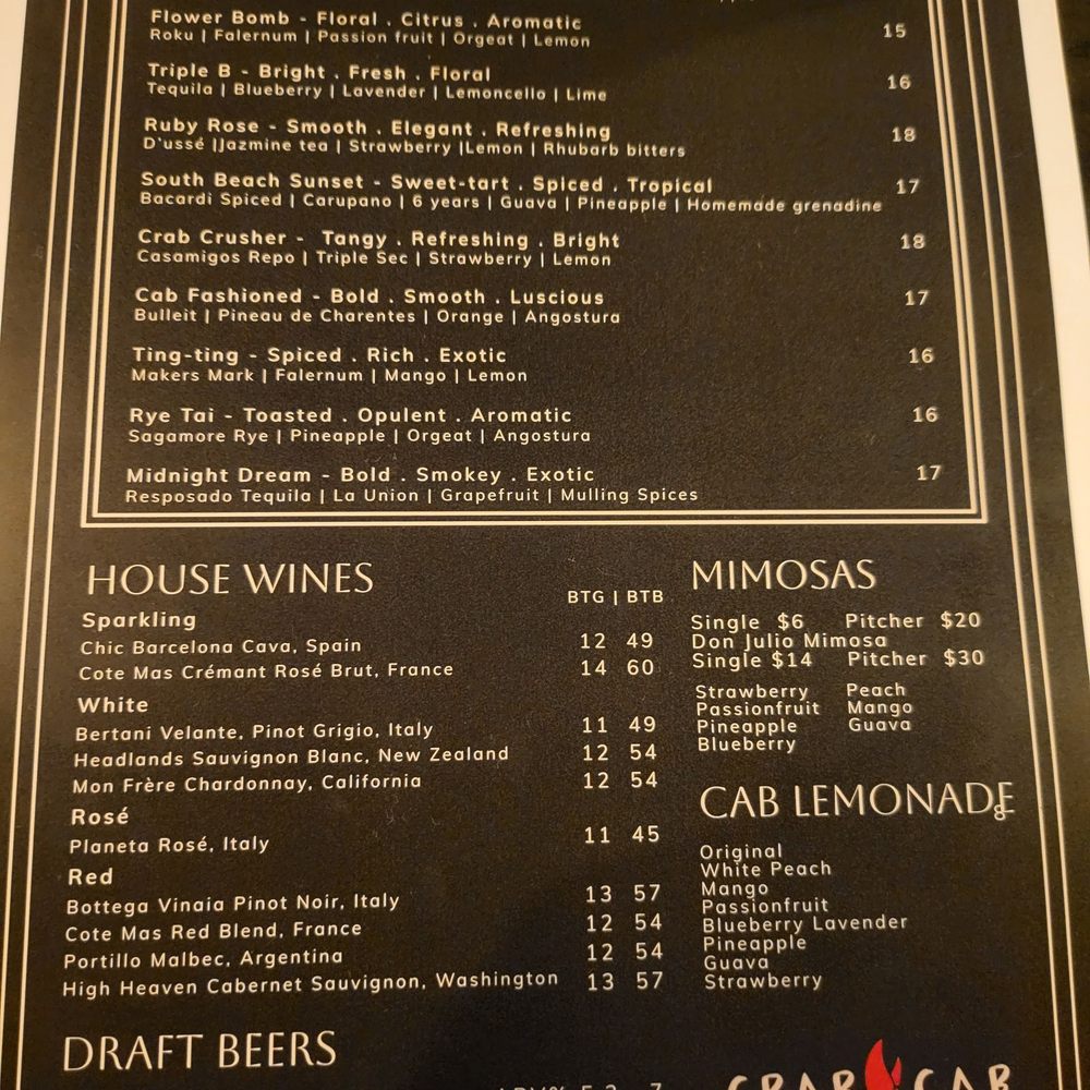 Crab Cab - MENU #2 - Seafood Near Me - Capitol Heights, Maryland
