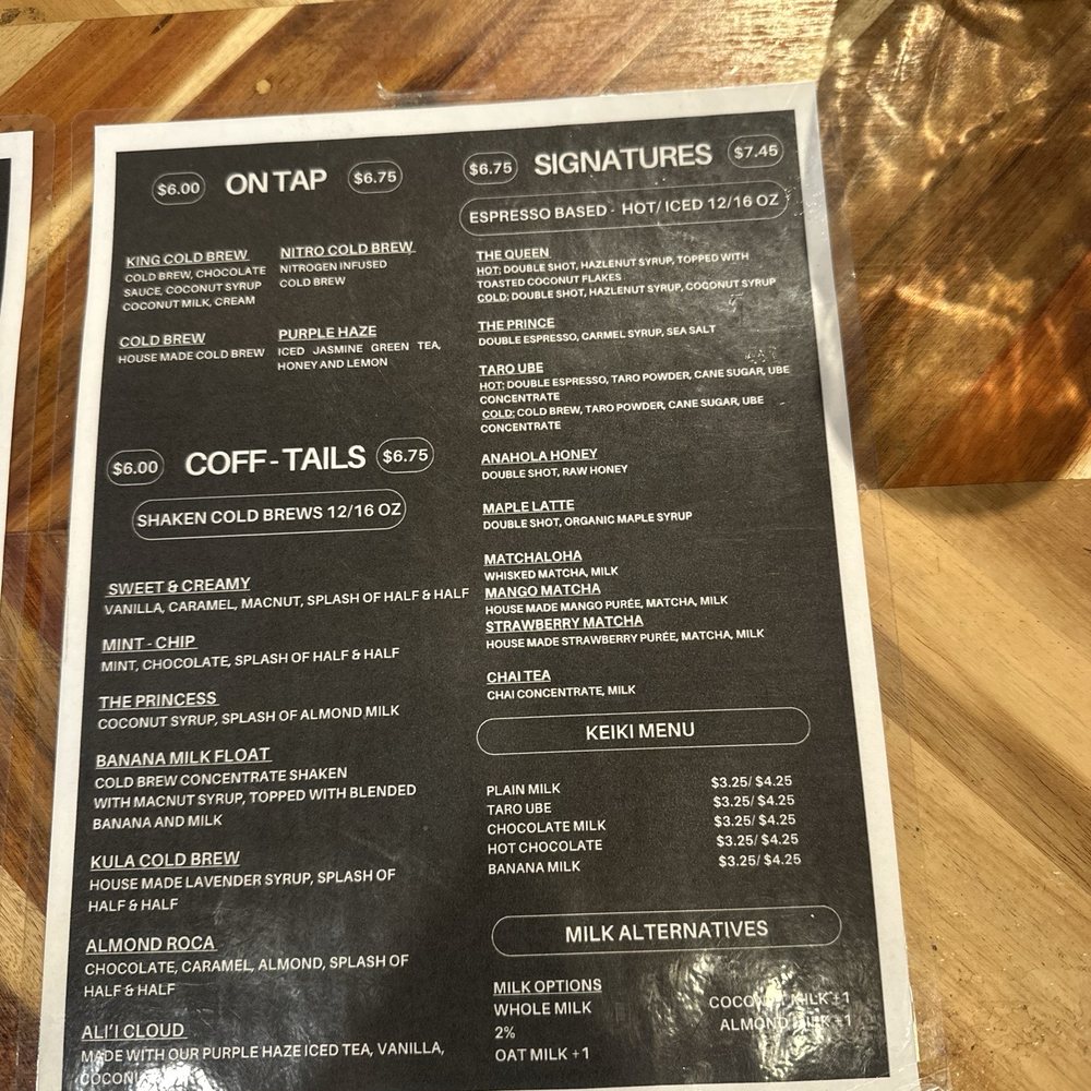 Ali’i Coffee - 3/2026 Drink Menu - Coffee & Tea Near Me - Koloa, Hawaii