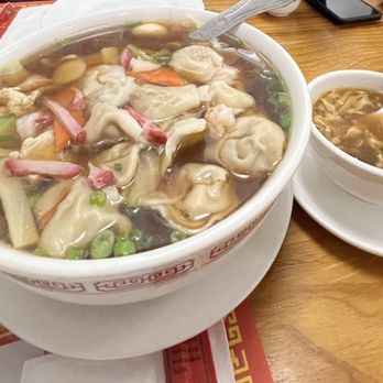 Fortune Garden - House Wonton soup with hot and sour from the dinner meal for comparison. - Chinese Near Me - Soledad, California