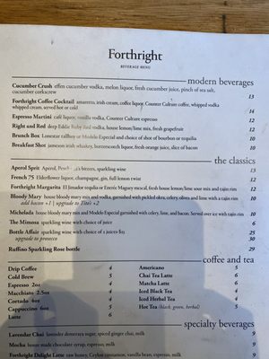 Menu photo 5 Forthright Austin, TX