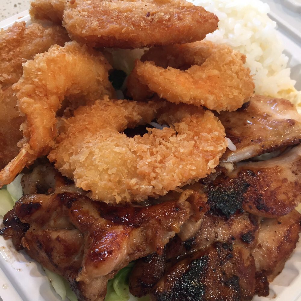 Ono Hawaiian BBQ - Fish, Skrimp n Chicken Combo - Hawaiian Near Me - San Jose, California Ono Hawaiian BBQ - Fish, Skrimp n Chicken Combo - Hawaiian Near Me - San Jose, California