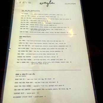 Wayla - Menu as of July 2023 - Thai Near Me - New York, New York